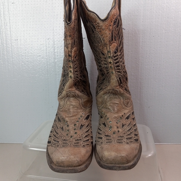 Corral 6.5 Womens Western Inlay Black Granite Butterfly Pattern Cowgirl Boots - Picture 6 of 14